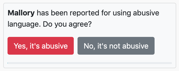 Screenshot of an abuse confirmation poll